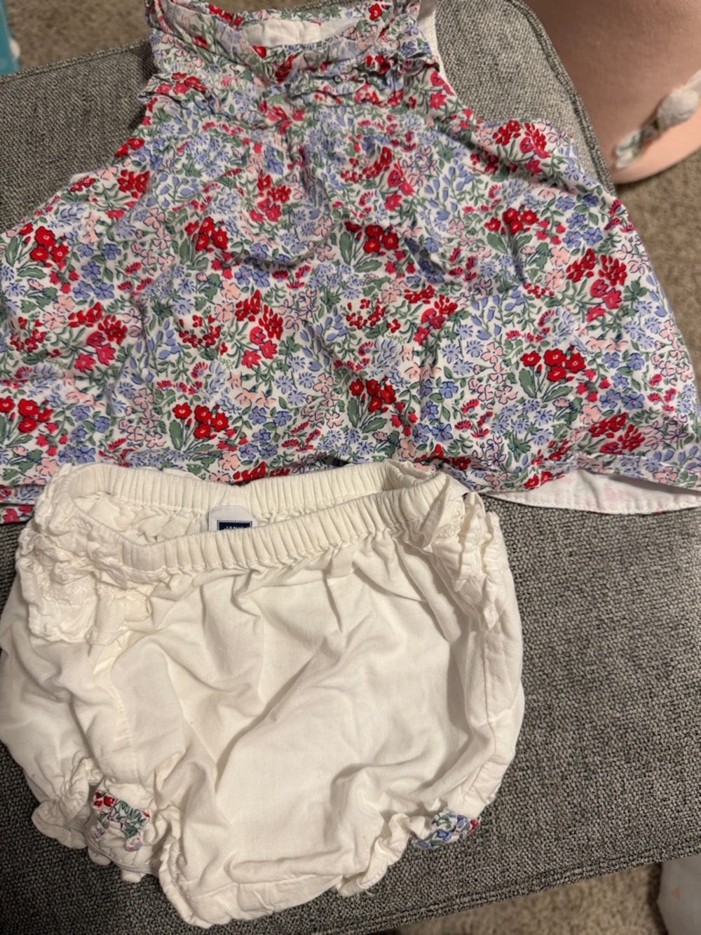 Janie and Jack Red Floral Halter Top with White Bloomers